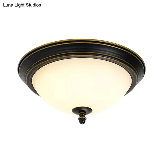 Bowl Shaped Led Ceiling Light In Minimalist Black/Bronze/Dark Coffee Milk Glass Flush Mount Fixture