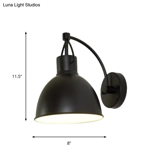 Bowl-Shaped Outdoor Wall Hanging Light - Iron 1-Light Black Sconce Fixture