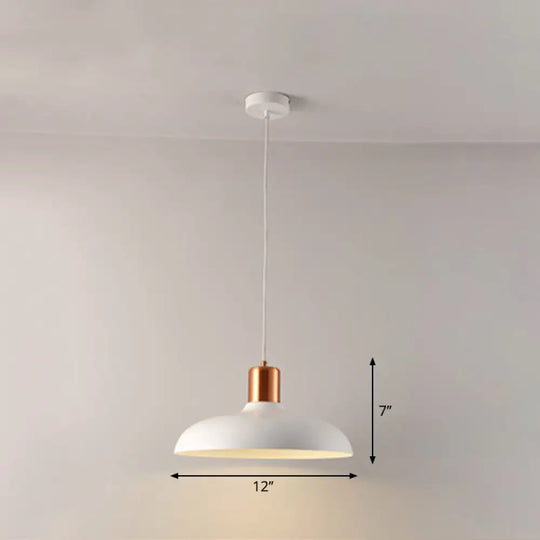 Bowl-Shaped Restaurant Pendant Light - Metal Construction Macaron Suspension Design With 1 Bulb