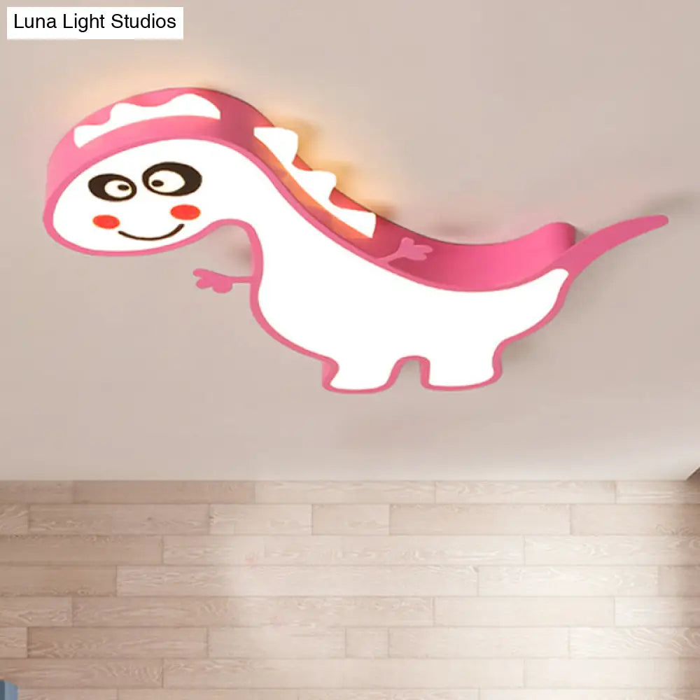 Boys Girls Led Ceiling Light: Dancing Dragon Acrylic Cartoon Flush Fixture