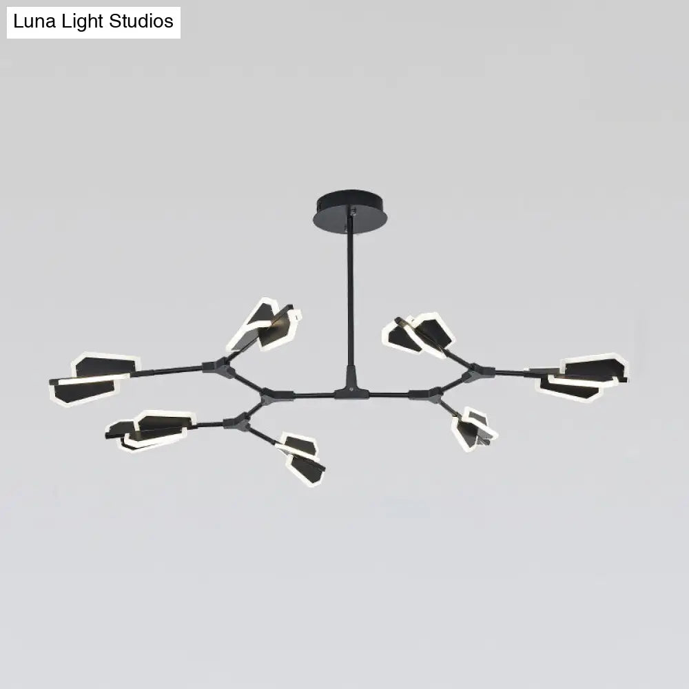 Branch-Shaped Metallic Led Ceiling Chandelier For Postmodern Living Room Lighting 7 / Black