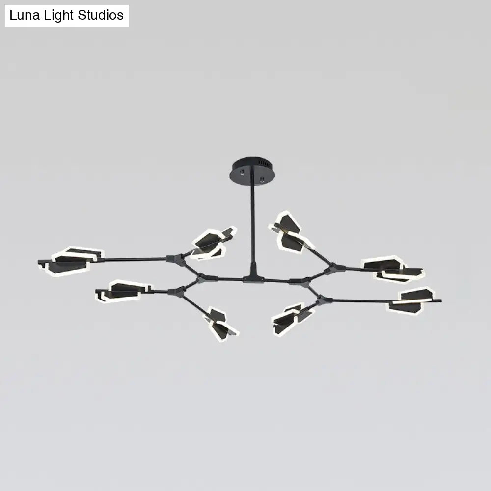 Branch-Shaped Metallic Led Ceiling Chandelier For Postmodern Living Room Lighting