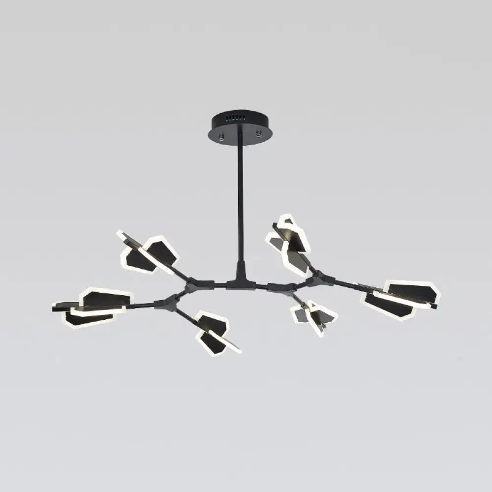 Branch Shaped Led Chandelier Light For Postmodern Metallic Living Room Ceiling Lighting 6 / Black