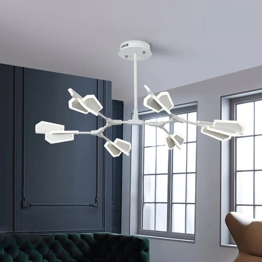 Branch Shaped Led Chandelier Light For Postmodern Metallic Living Room Ceiling Lighting 6 / White