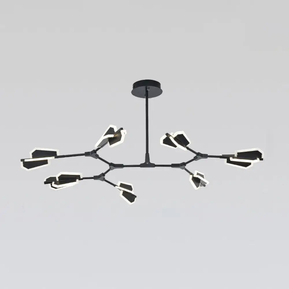 Branch Shaped Led Chandelier Light For Postmodern Metallic Living Room Ceiling Lighting 7 / Black