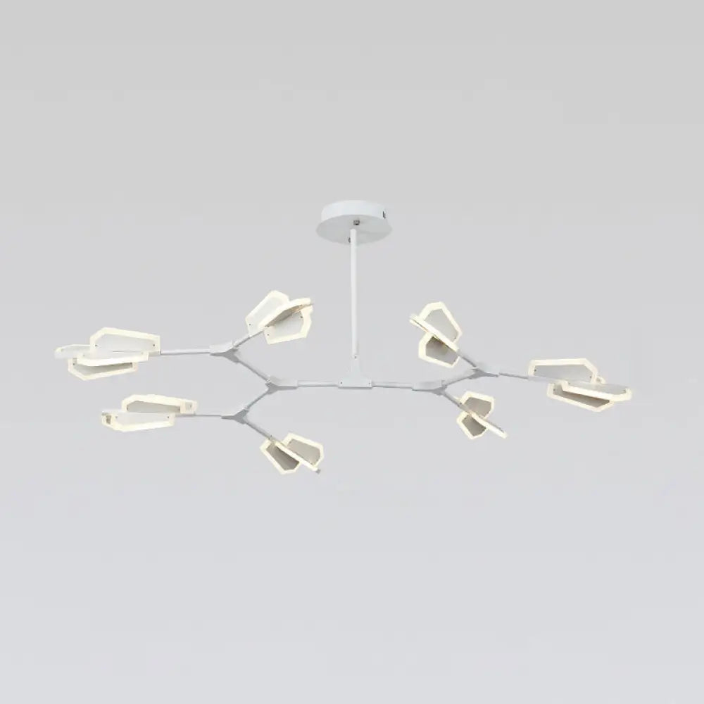 Branch Shaped Led Chandelier Light For Postmodern Metallic Living Room Ceiling Lighting 7 / White