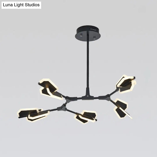 Branch-Shaped Metallic Led Ceiling Chandelier For Postmodern Living Room Lighting 5 / Black