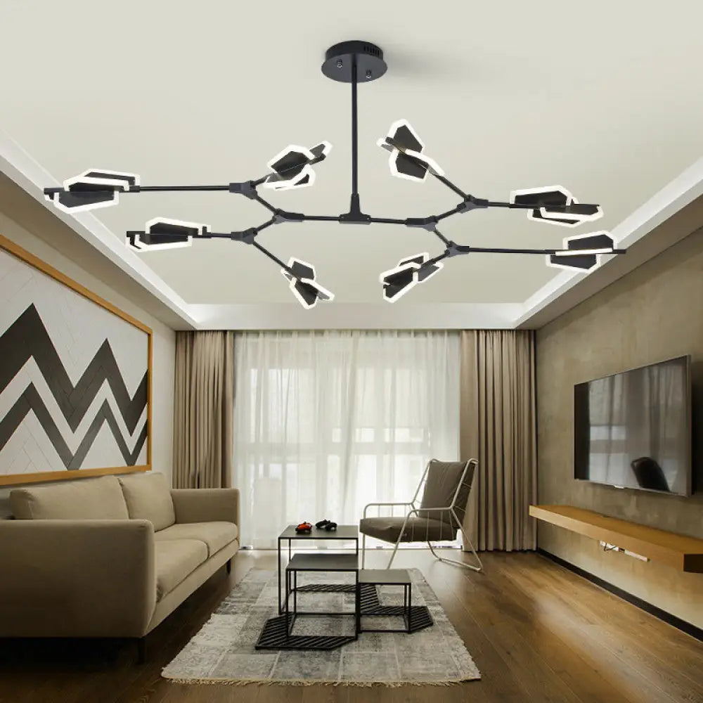 Branch Shaped Led Chandelier Light For Postmodern Metallic Living Room Ceiling Lighting 8 / Black