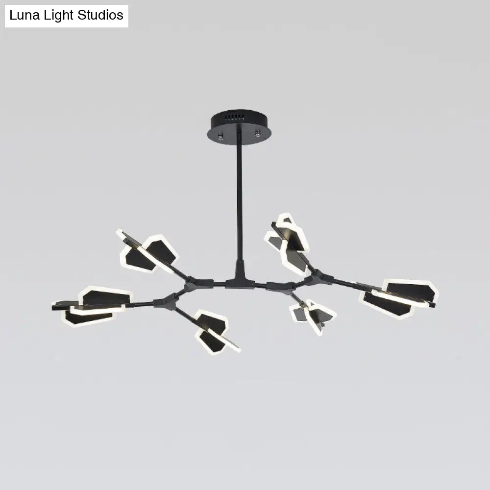 Branch-Shaped Metallic Led Ceiling Chandelier For Postmodern Living Room Lighting 6 / Black