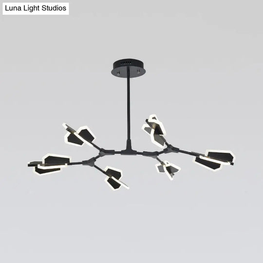 Branch-Shaped Metallic Led Ceiling Chandelier For Postmodern Living Room Lighting 6 / Black