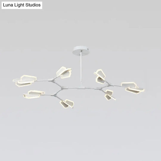 Branch-Shaped Metallic Led Ceiling Chandelier For Postmodern Living Room Lighting 7 / White