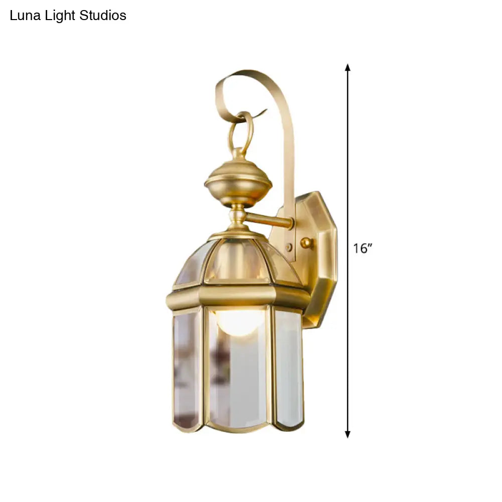 Brass 1-Light Traditional Wall Sconce With Clear Glass Shade