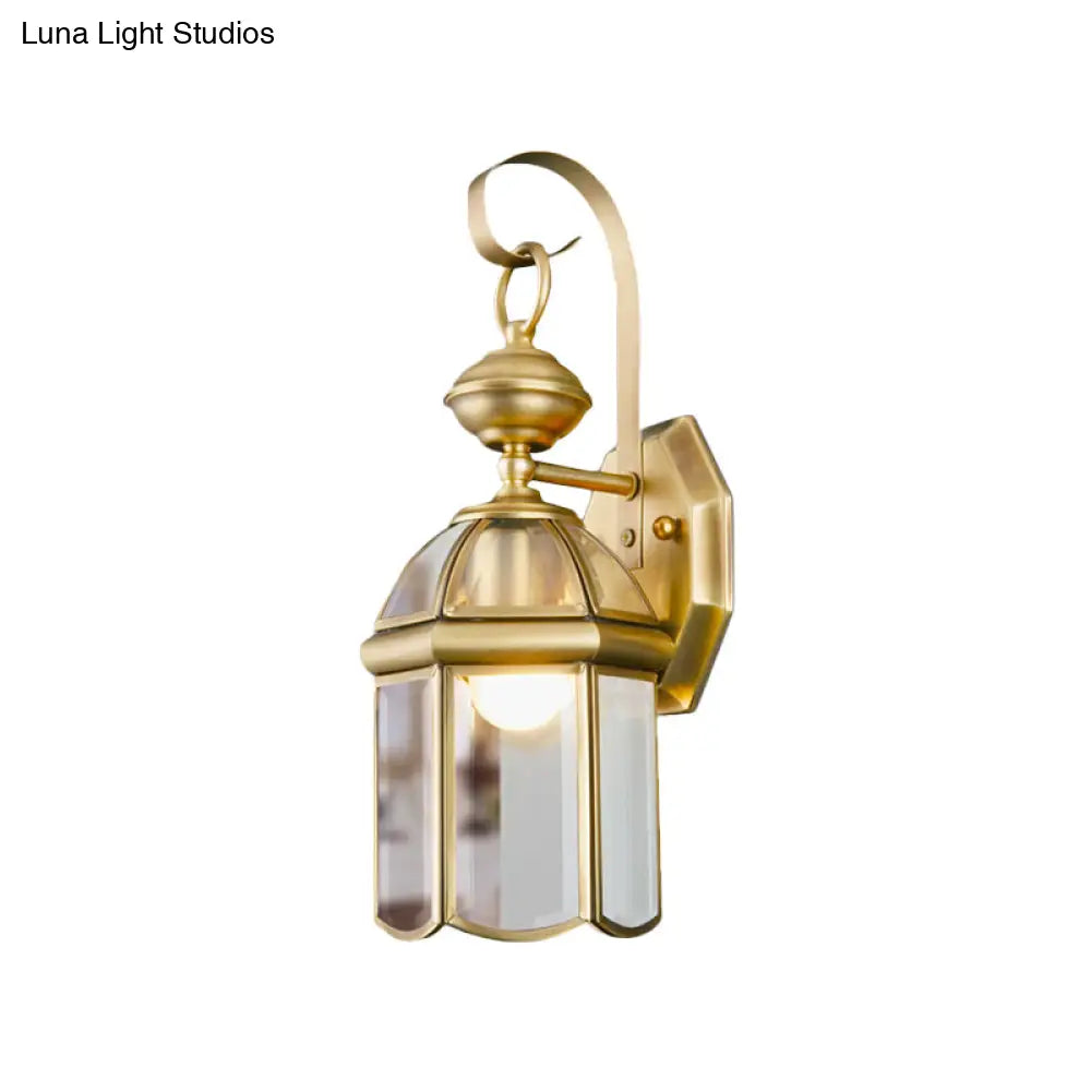 Brass 1-Light Traditional Wall Sconce With Clear Glass Shade