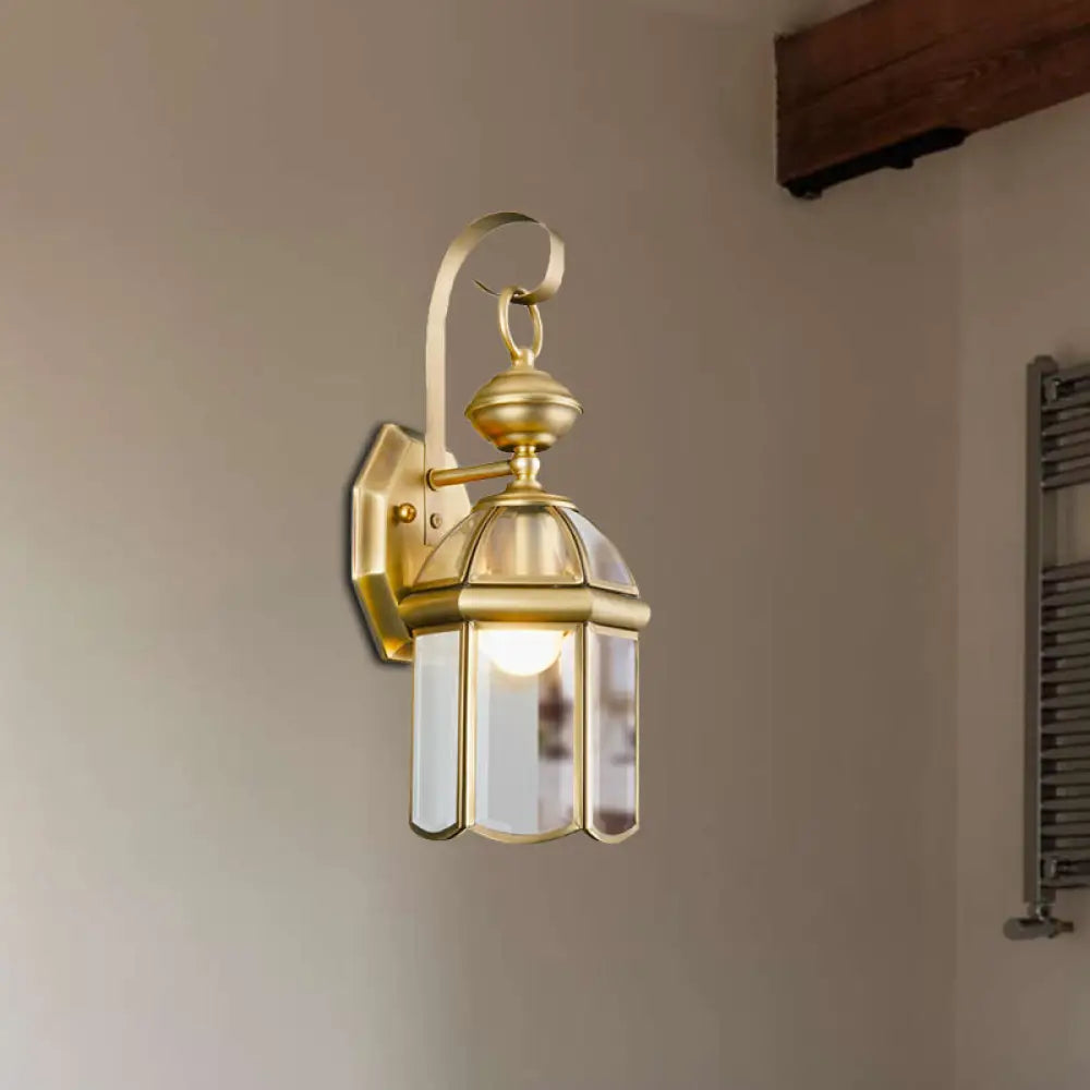 Brass 1-Light Traditional Wall Sconce With Clear Glass Shade