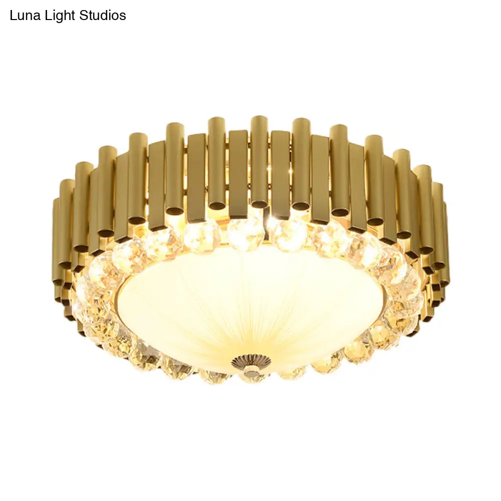 Brass 6 - Head Crystal Flushmount: Modern Bedroom Ceiling Lighting