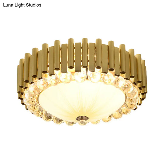 Brass 6-Head Crystal Flushmount: Modern Bedroom Ceiling Lighting