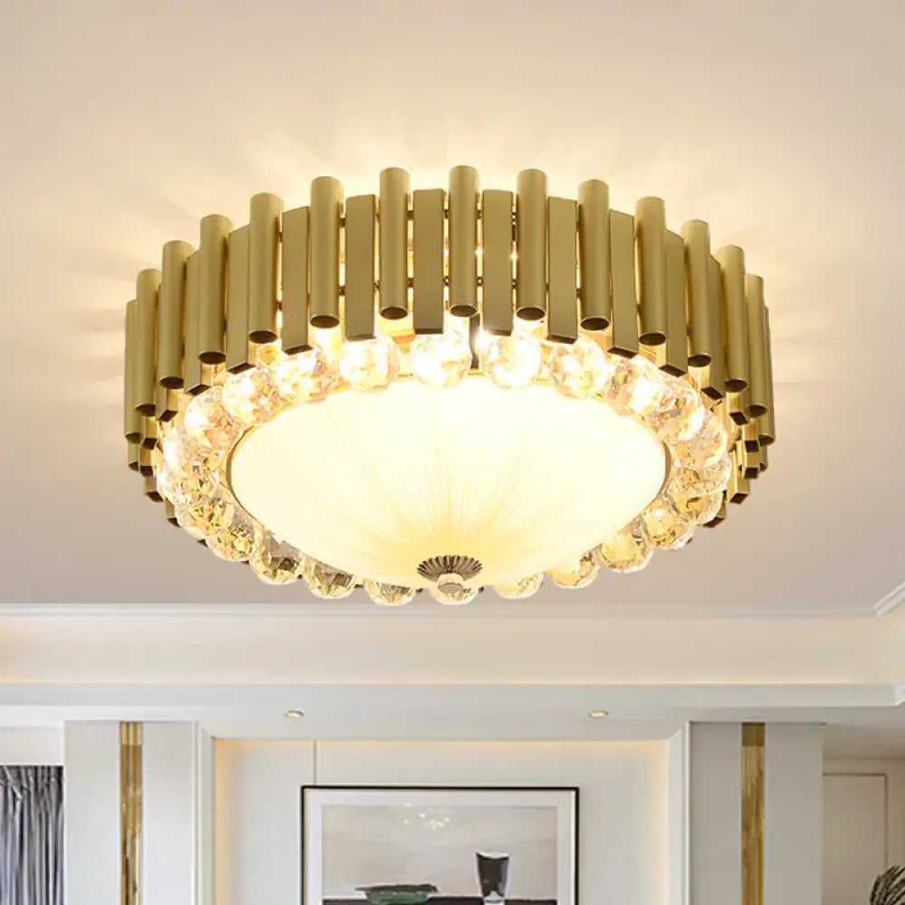 Brass 6 - Head Crystal Flushmount: Modern Bedroom Ceiling Lighting