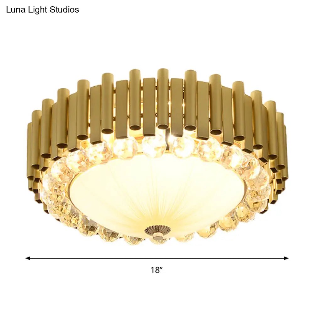 Brass 6 - Head Crystal Flushmount: Modern Bedroom Ceiling Lighting