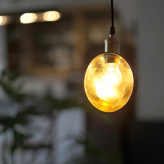 Brass And Black Inner Pot Pendant Light - Simple Metal Ceiling Lamp For Kitchen