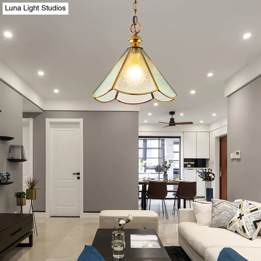 Brass And Frosted Glass Cone Pendant Light With Simple Style 1 Bulb - Available In 12 Or 16 Width