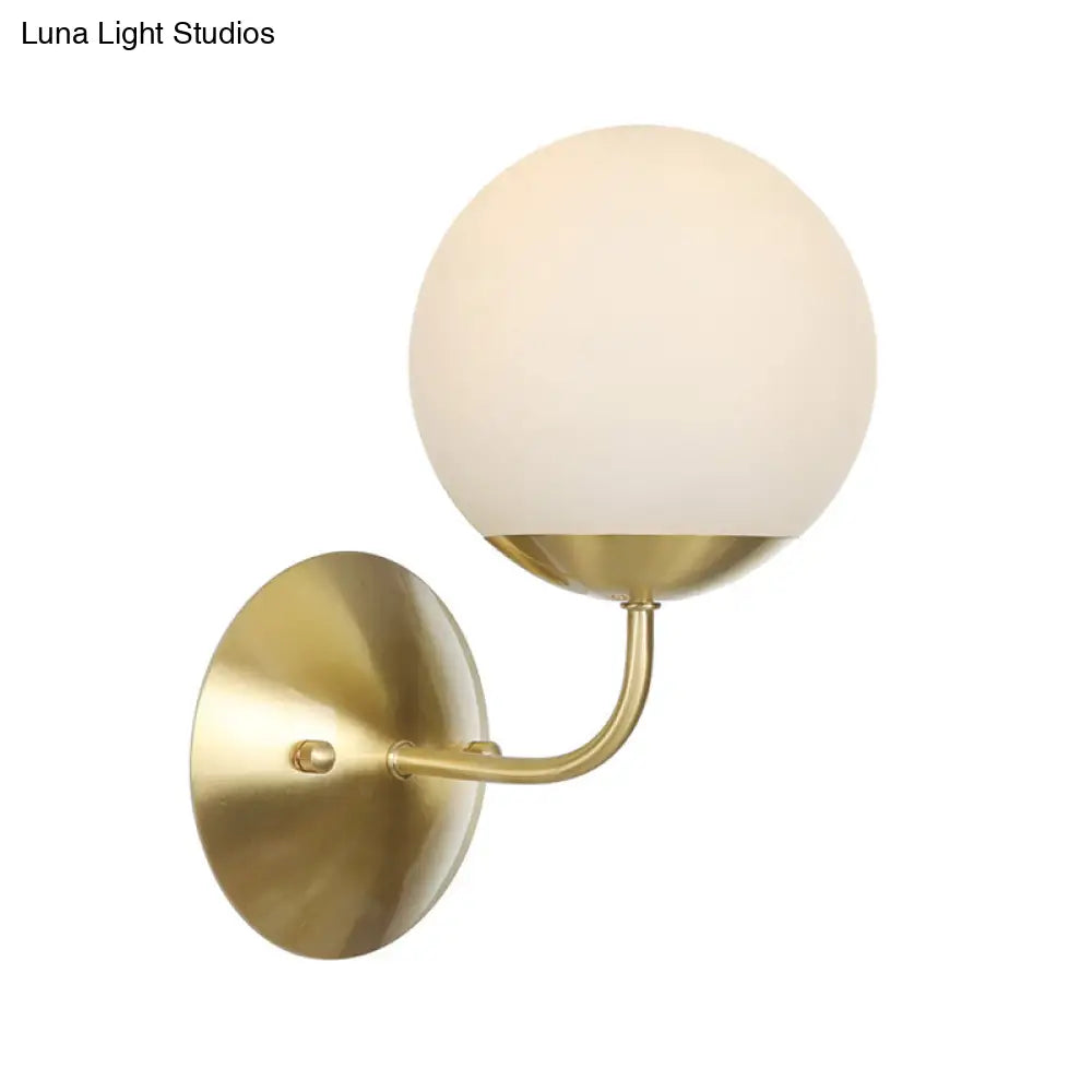 Brass Antique Wall Lamp Fixture With Frosted White Glass Tulip Shade - 1-Light Mount Light