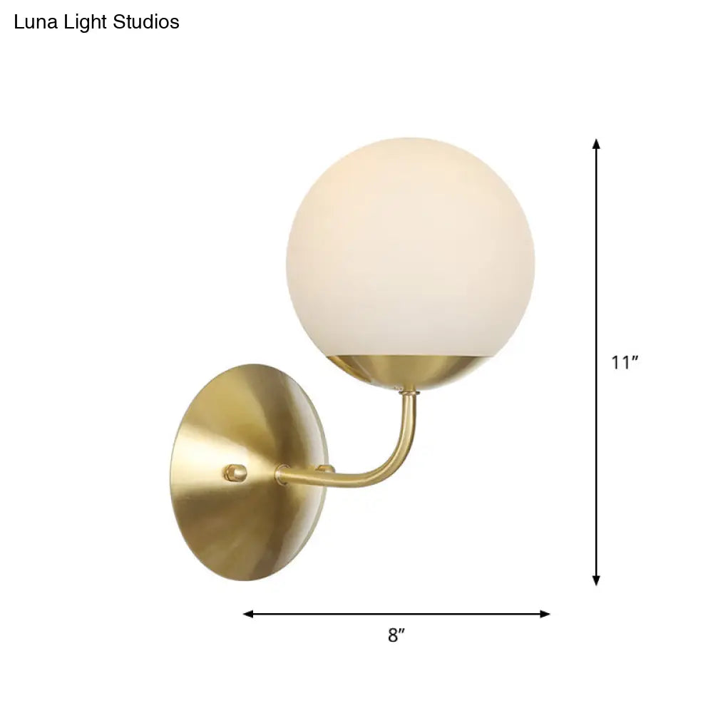 Brass Antique Wall Lamp Fixture With Frosted White Glass Tulip Shade - 1-Light Mount Light