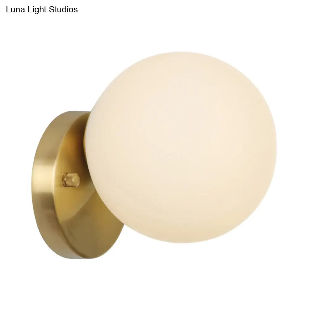 Brass Antique Wall Lamp Fixture With Frosted White Glass Tulip Shade - 1-Light Mount Light