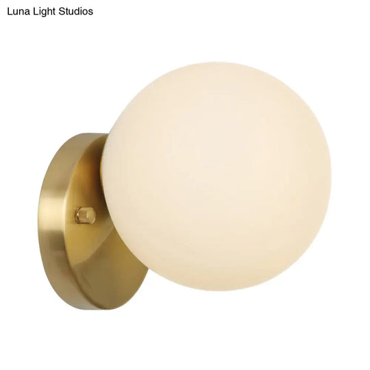 Brass Antique Wall Lamp Fixture With Frosted White Glass Tulip Shade - 1-Light Mount Light