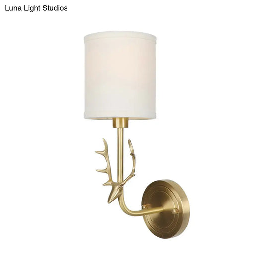 Brass Antique Wall Lamp Fixture With Frosted White Glass Tulip Shade - 1-Light Mount Light