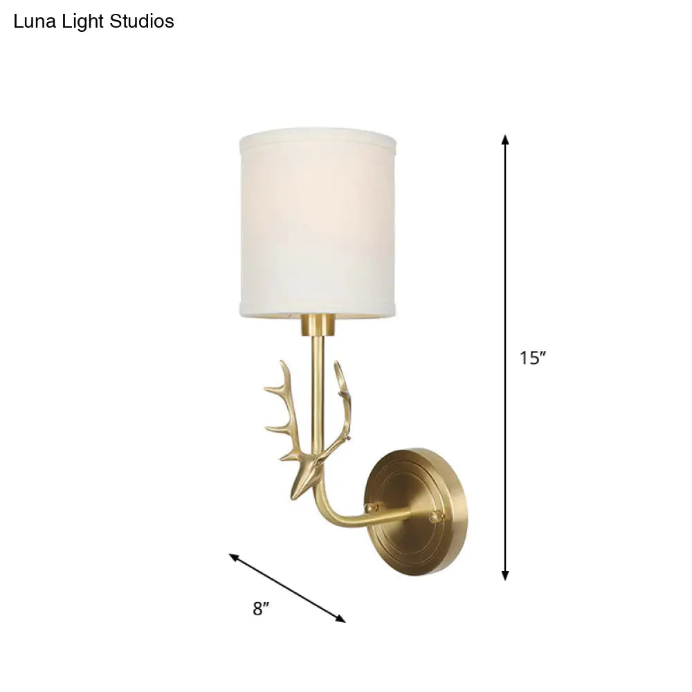 Brass Antique Wall Lamp Fixture With Frosted White Glass Tulip Shade - 1-Light Mount Light