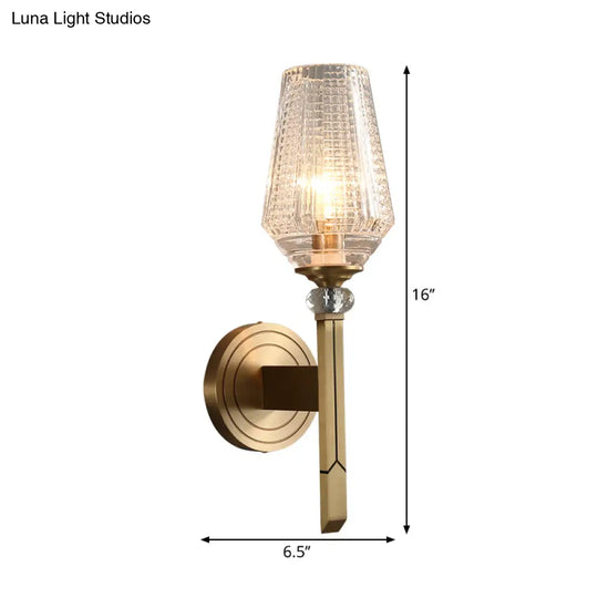 Brass Balcony Wall Sconce With Clear Glass Shade