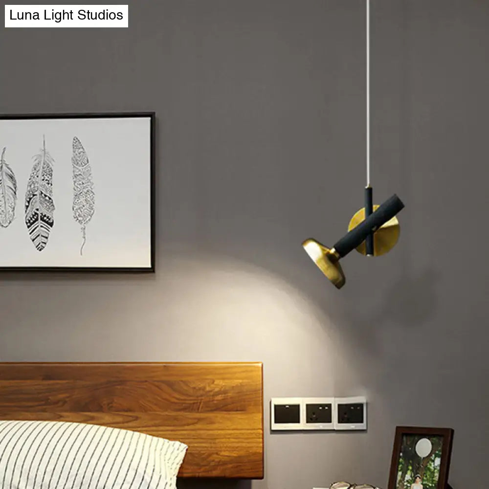 Brass Bedside Pendant Light With Torch Metal Shade - Modern Down Lighting