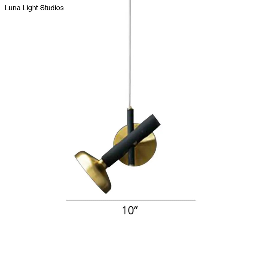 Modern Brass Bedside Pendant With Torch Metal Shade And Down Lighting