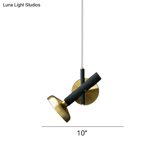 Modern Brass Bedside Pendant With Torch Metal Shade And Down Lighting