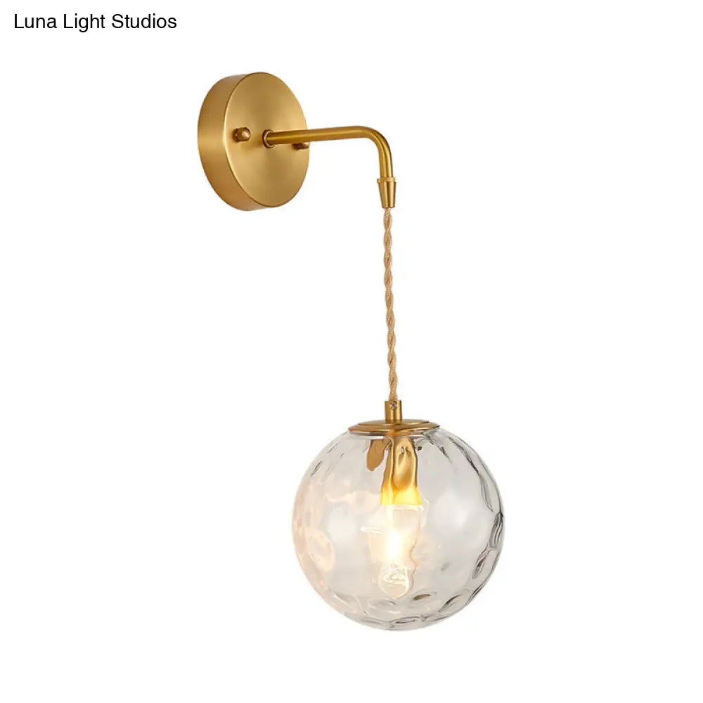 Brass Bedside Wall Sconce Light With Water Glass Shade - Simplicity At Its Finest!