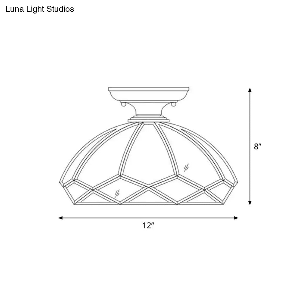 Brass Bowl Shaped Ceiling Fixture With Clear Glass Semi Mount Lighting