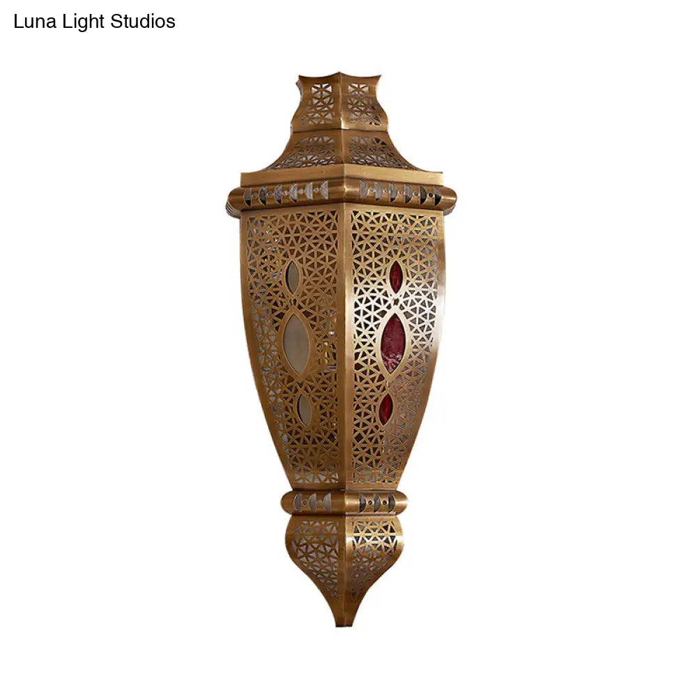 Brass Carved Dining Room Sconce Light Fixture - Elegant Metal Wall Lighting Decoration