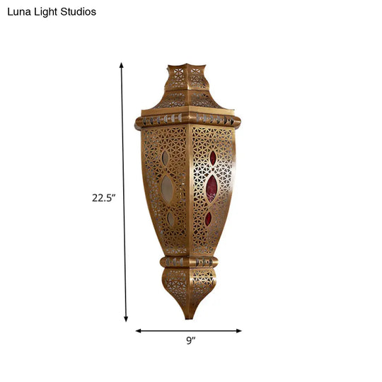 Brass Carved Dining Room Sconce Light Fixture - Elegant Metal Wall Lighting Decoration