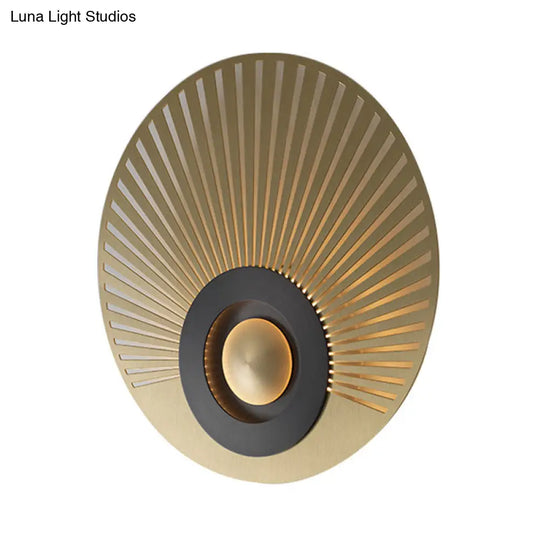 Brass Circular Led Porch Wall Light Fixture - Colonial Style Flush Mount Sconce