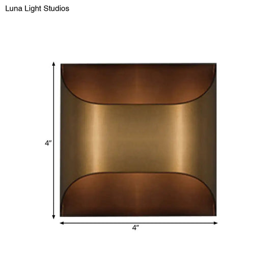 Brass Colonial Square/Rectangle Wall Lamp: Elegant Metal Flush Mount Sconce For Bedrooms