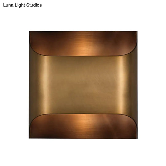 Brass Colonial Square/Rectangle Wall Lamp: Elegant Metal Flush Mount Sconce For Bedrooms