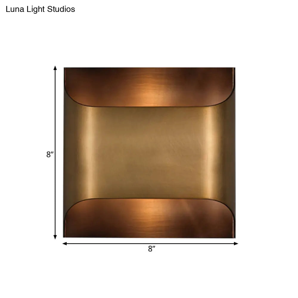 Brass Colonial Square/Rectangle Wall Lamp: Elegant Metal Flush Mount Sconce For Bedrooms