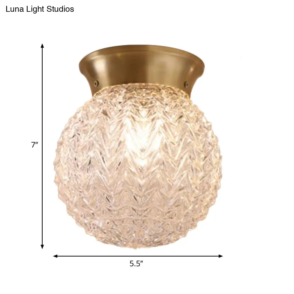 Brass Colonial Water Glass Ceiling Light Fixture - Bedroom Flush Mount