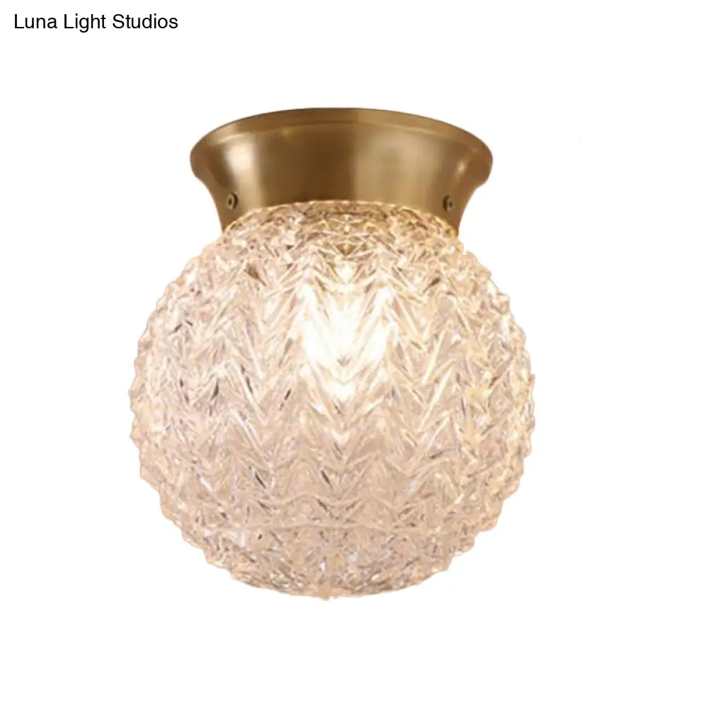 Brass Colonial Water Glass Ceiling Light Fixture - Bedroom Flush Mount