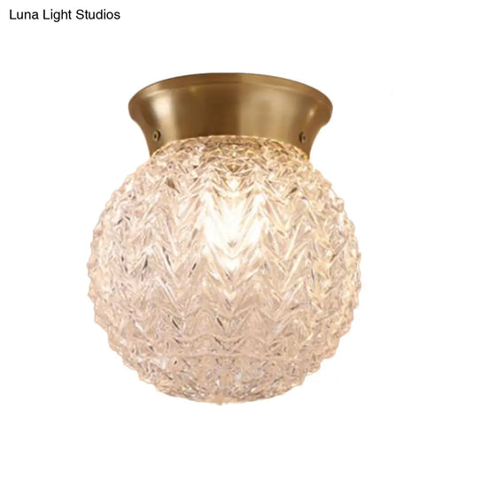 Brass Colonial Water Glass Ceiling Light Fixture - Bedroom Flush Mount