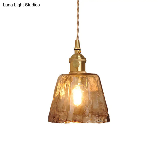 Single-Bulb Hanging Pendant Farmhouse Glass Suspension Lighting In Brass Coffee / A