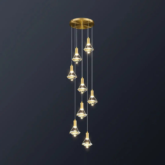 Brass Crystal Pendant Light With Led Modern Diamond Ceiling Lighting For Bedroom 8 /