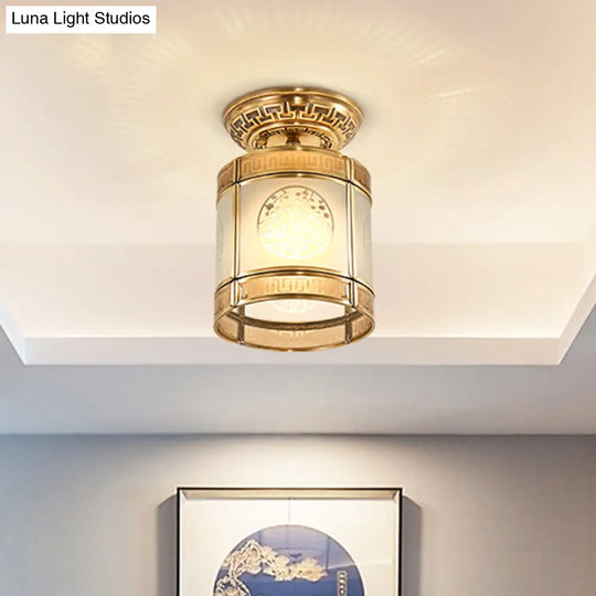 Brass Cylinder Flush-Mount Light For Corridor / B