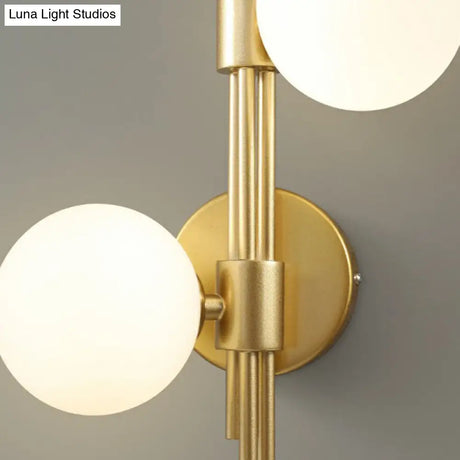 Brass Designer Ball Wall Light Sconce With 3-Head Glass For Bedroom