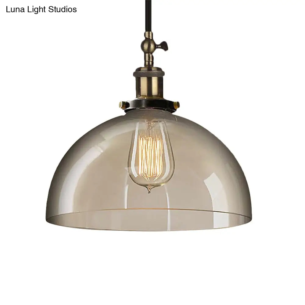 Brass Dome Pendant Ceiling Light With Clear Glass And 1 - Perfect For Dining Room